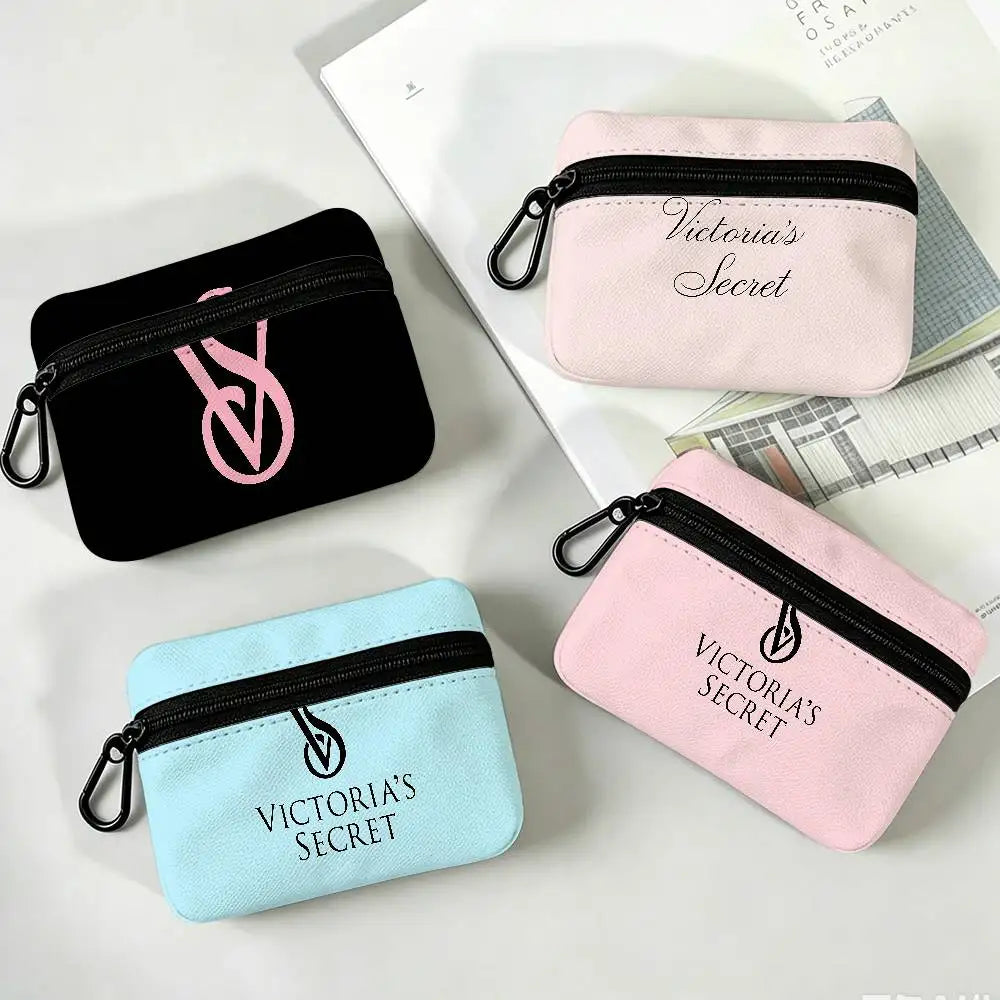 V-Victorias-Fashion-S-Secret Compact Oxford Cloth Zipper Pouch Detachable Carabiner Mini Coin & Key Wallet