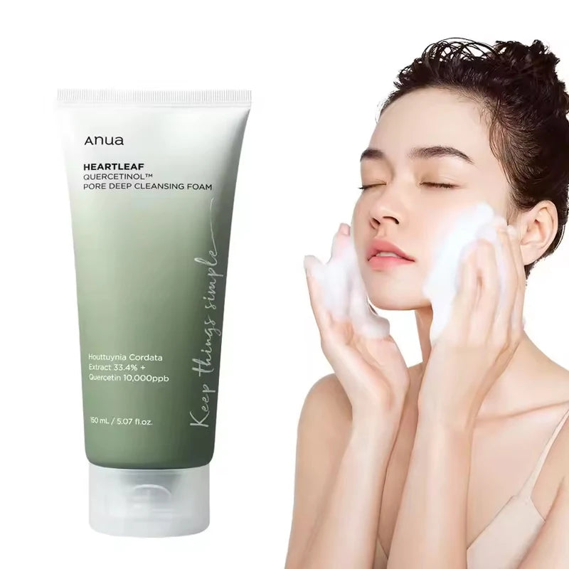 Anua Heartleaf Quercetin Pore Facial Cleanser Gentle Deep Cleaning Foam Oil Control Moisturizing Shrink Pores Korean SkinCare