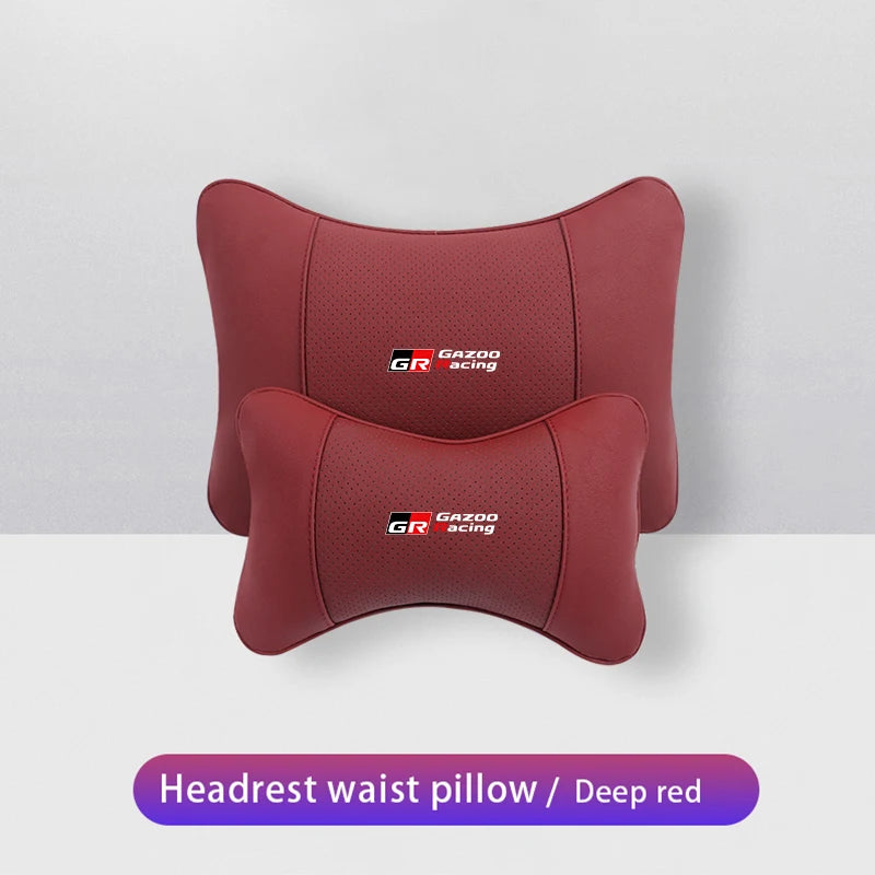 Leather Car Headrests Lumbar Pillows Auto Neck Pillows For Toyota Supra Aygo Prado RAV4 Hilux Yaris Corolla 4Runner Camry Avalon