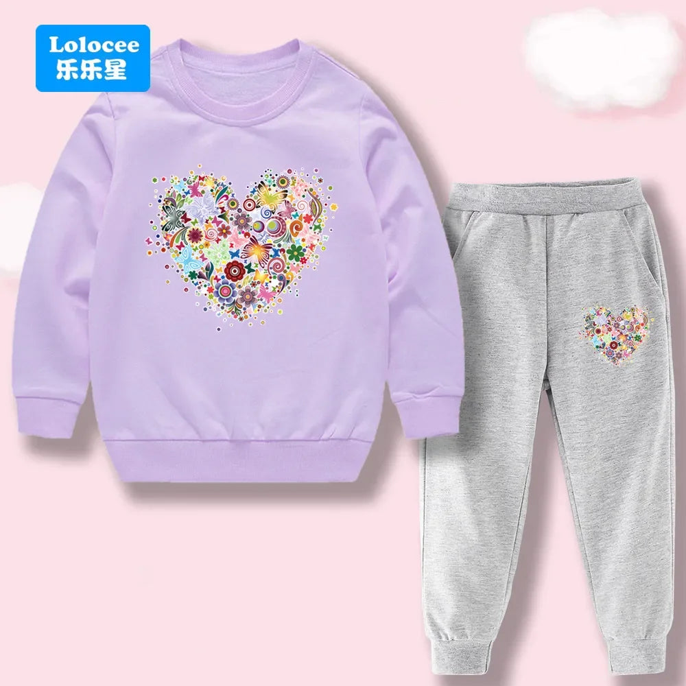 Toddler Girl 2Pcs Outfit: Music Rabbit Cartoon Sweatshirt + Black Pants Kids Casual Clothing Set Kids Tracksuit (3-14Y)  YL01