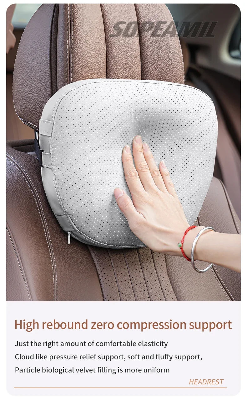 Car Suede Leather Headrest Seat Waist Cushion Pillow Jeep Patriot Commander Renegade Compass Grand Cherokee Wrangler Gladiator