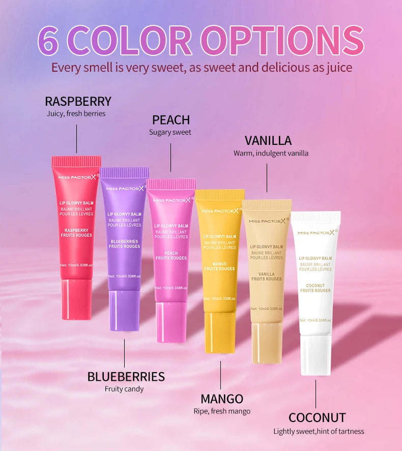 6-piece fruit flavored lip gloss set, moisturizing lip oil, glossy hydration, the best choice for women's holiday gifts