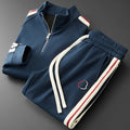 Luxurious Stand Collar Sportswear Set for Men Casual Fashionable Winter Half Zipper Sweatshirt Straight Leg Sweatpants Two Piece