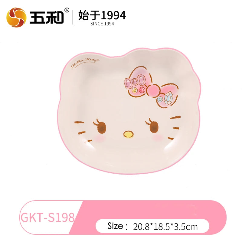 For Hello Kitty Children Tableware Cartoon Irregular-shaped Bowls Anti-scald Dining Plates BPA Free Baby Food Supplement Bowls