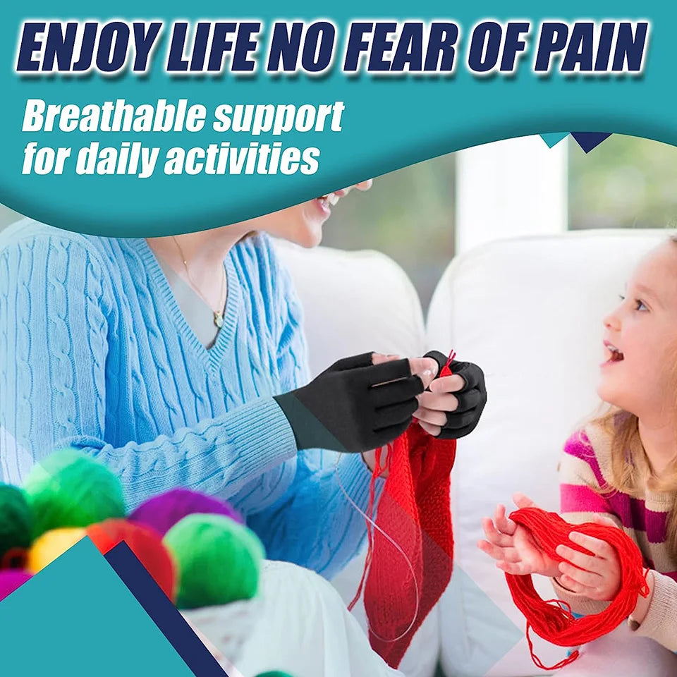 LOOGDEEL 1Pair Copper Compression Arthritis Gloves Fingerless Carpal Tunnel RSI Rheumatoid Tendonitis Hand Pain Computer Typing