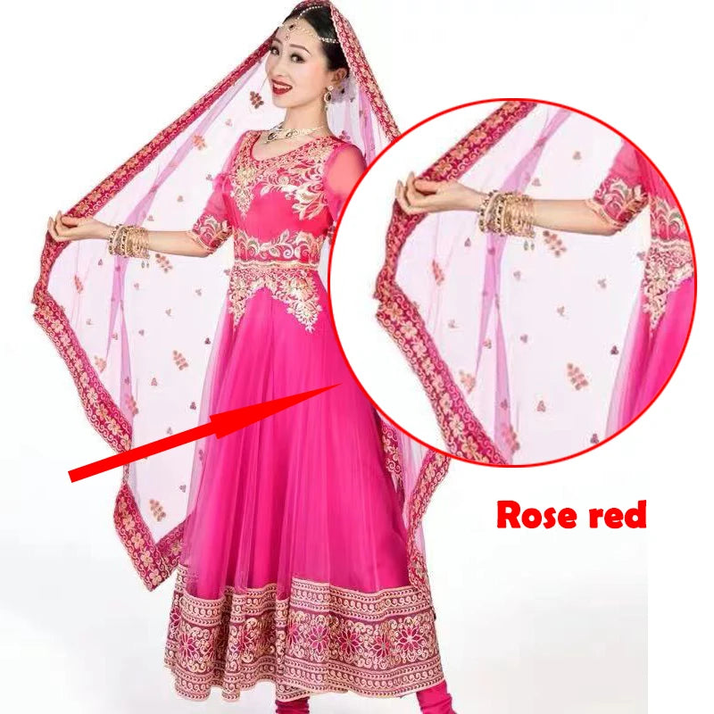 Indian Saree Scarf For Women Adult Female Belly Dance Stage Performance Elegant Accessories Multicolor Embroidered Scarf DQL6631