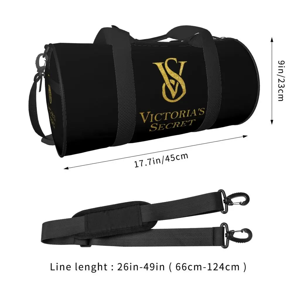Pink White Stripe Round Capacity Travel Duffel Bag Male Female Large-Capacity Hand Luggage Sports Fitness Bag Travel Package