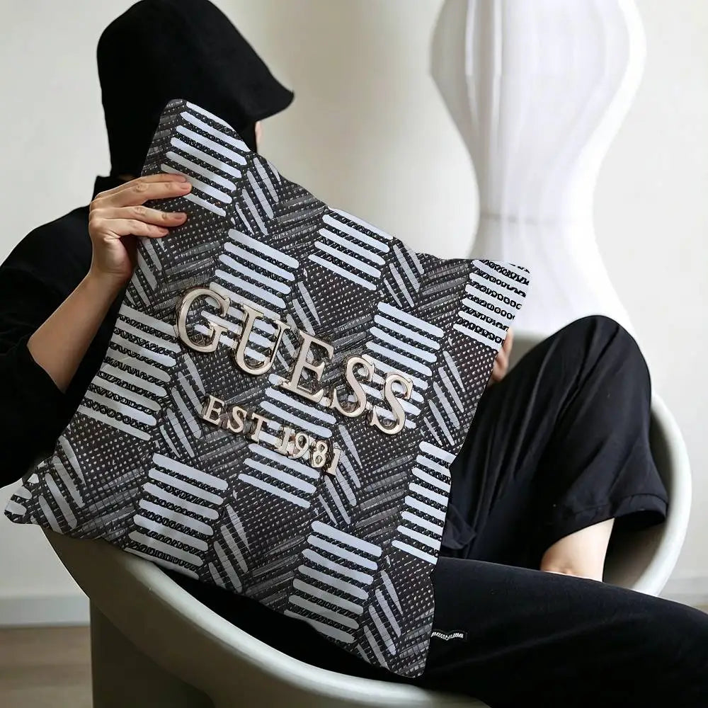 Fashion G_GuessS Logo Printed Pillow Gift Home Office Decoration Pillow Bedroom Sofa Car Cushion CoverPillow Case