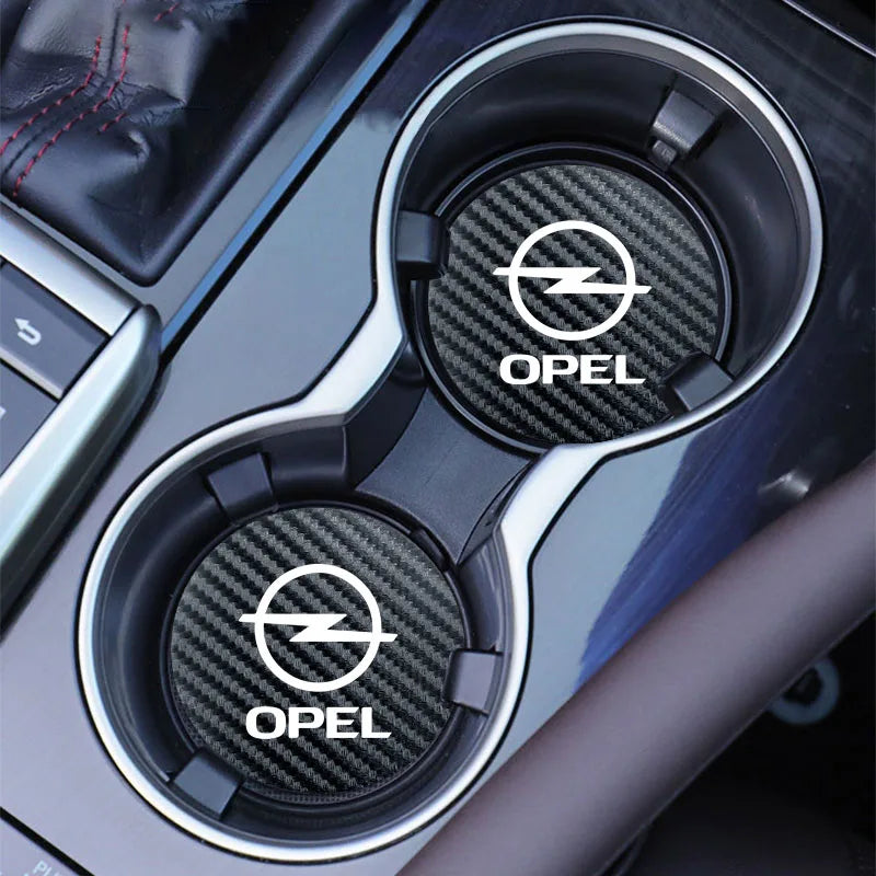 Leather Car Coaster Anti-Slip Water Cup Slot Pad For Opel Astra GTC Insignia Antara Meriva Zafira Vectra Mokka Corsa Grandland