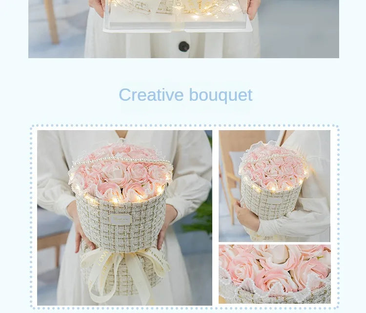 Eternal Soap Rose Bouquet Birthday Gift for Girlfriend Wife and Best Friend Birthday Gift Artificial Flowers Gift Box Bouquet
