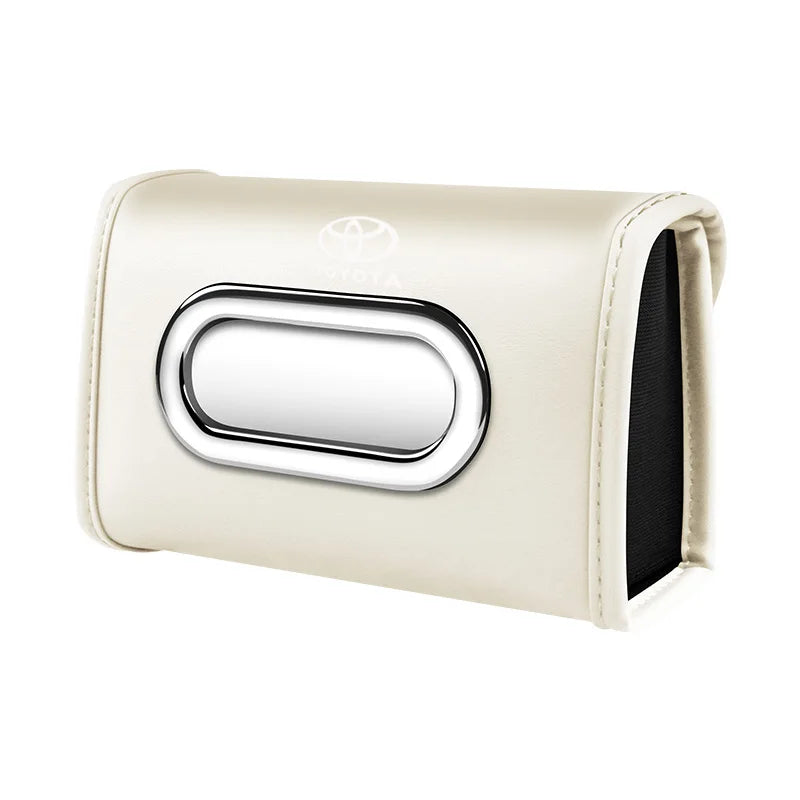 Toyota car tissue box holder flip-top design hanging car seat back tissue box PU leather high quality