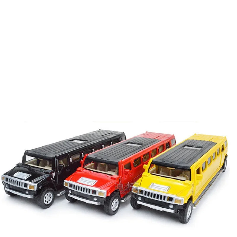 1:32 Alloy Lengthen Hummer Limousine Car Model Metal Diecasts Vehicles With Sound Light Pull Back Car Collection Toys Kids Gifts
