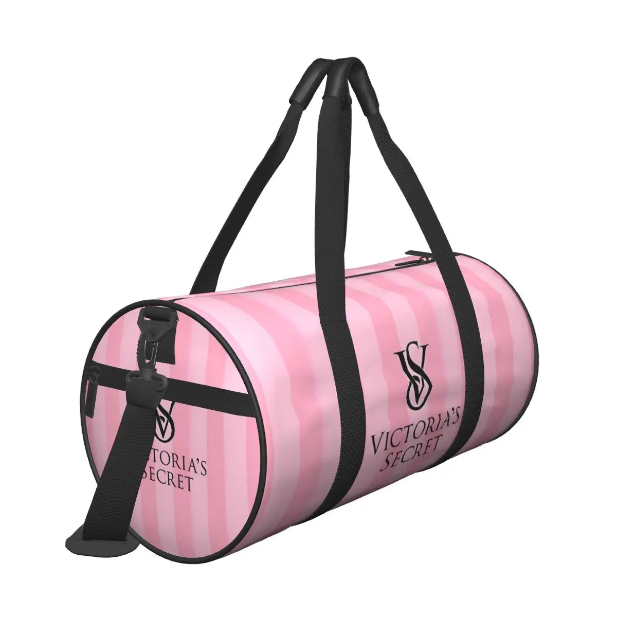 Pink White Stripe Round Capacity Travel Duffel Bag Male Female Large-Capacity Hand Luggage Sports Fitness Bag Travel Package