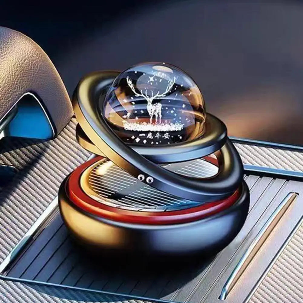 Solar Car Air Freshener Rotating Aromatherapy Diffusing Car Interior Air Freshener Perfume Fragrance Mist Without Tablet ﻿