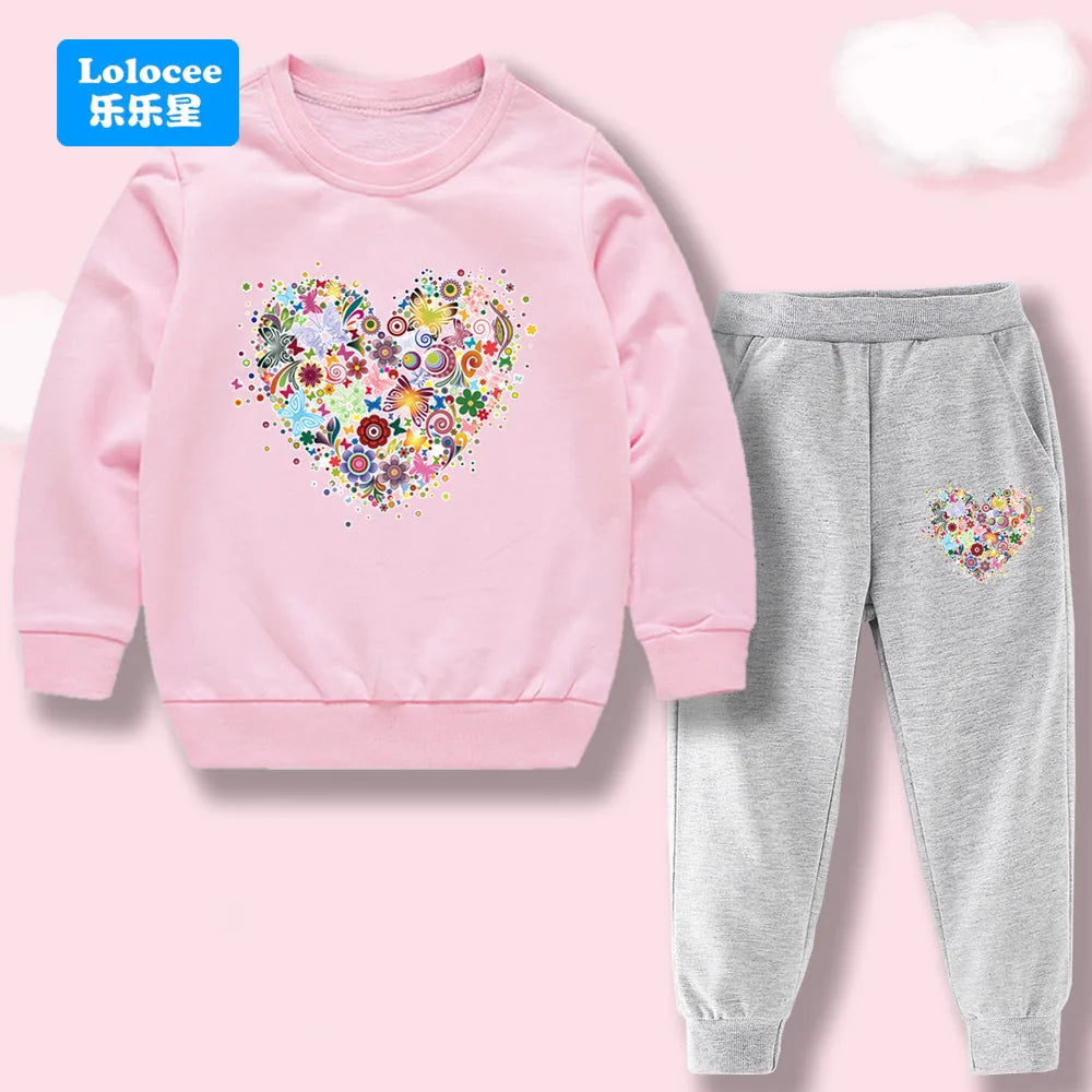 Toddler Girl 2Pcs Outfit: Music Rabbit Cartoon Sweatshirt + Black Pants Kids Casual Clothing Set Kids Tracksuit (3-14Y)  YL01