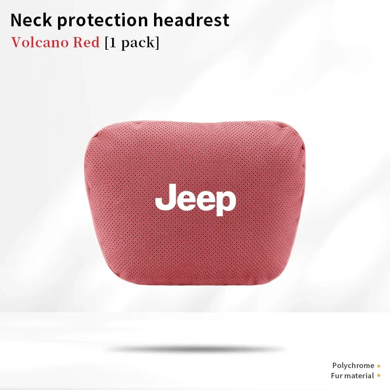 Car Suede Ventilate Headrest Seat Waist Cushion Pillow Jeep Wrangler Grand Cherokee Renegade Compass Gladiator Patriot Commander