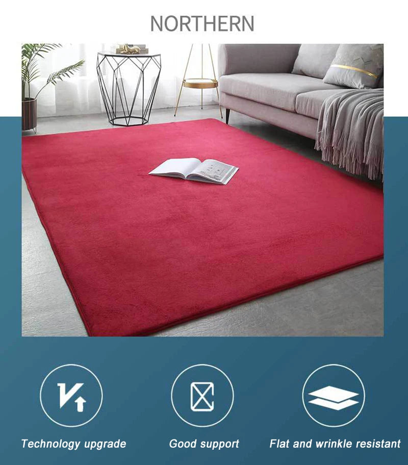 VIKAMA Modern Coral Velvet Carpet Soft Non-Slip Living Room Bedroom Carpet Large Area Children's Play Floor Mat For Home Decor