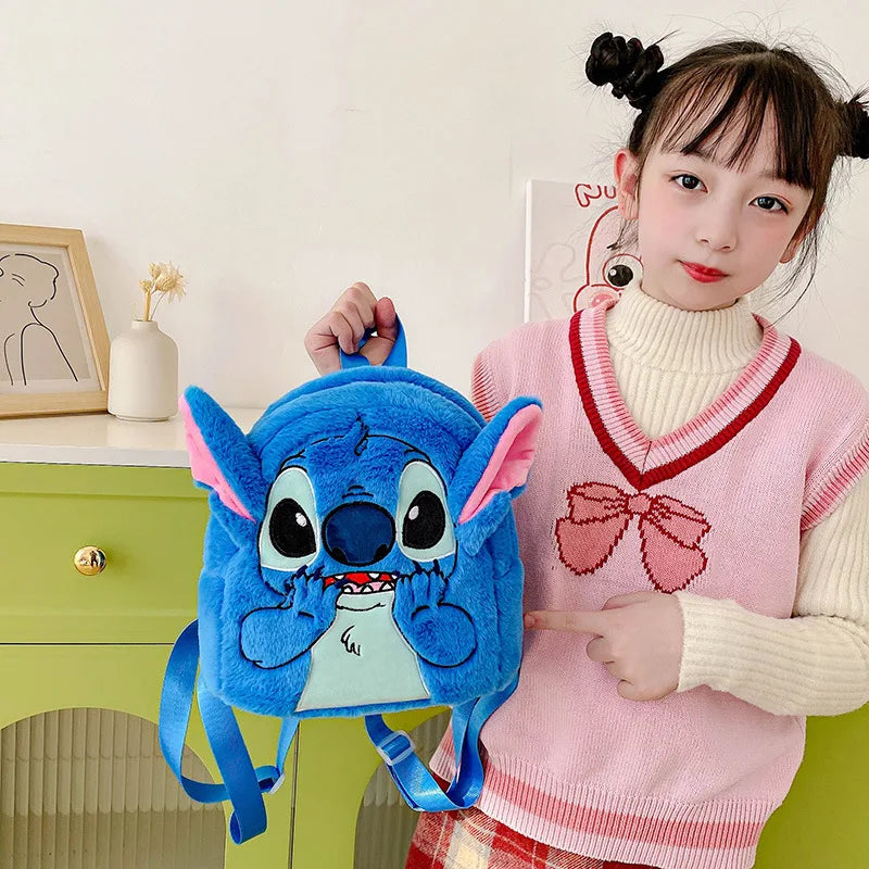 Disney  Stitch Plush New Backpack Cartoon Fashion 3d Mini Women's Backpack Large Capacity Cute Children Schoolbag High Quality!!