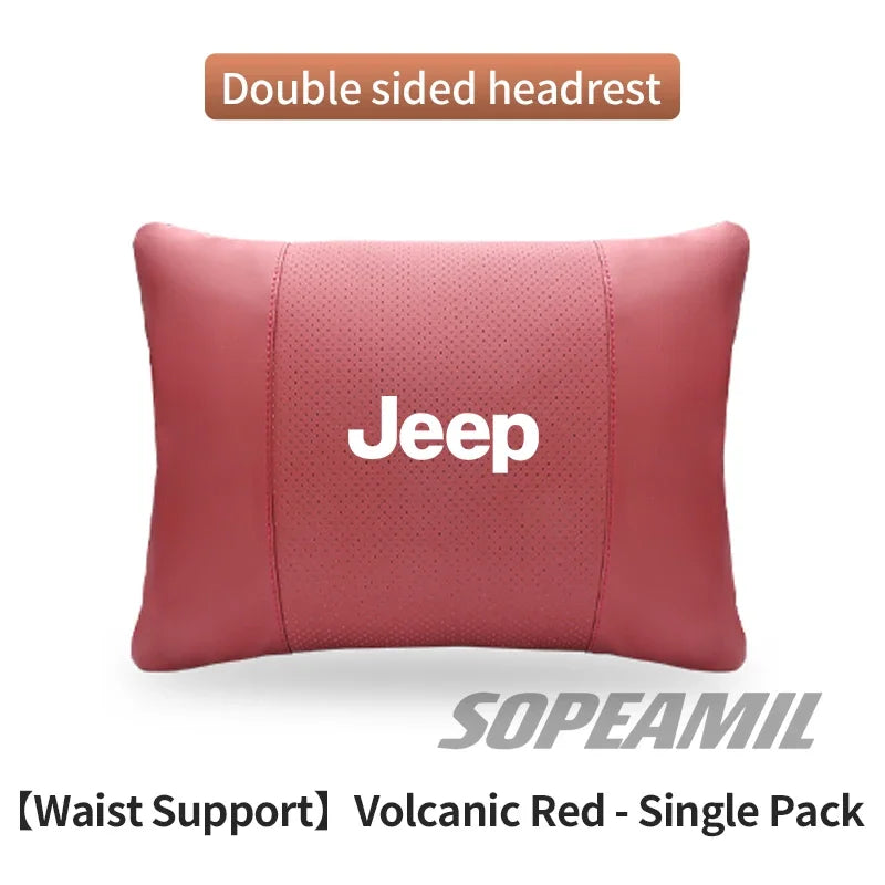 Car Suede Leather Headrest Seat Waist Cushion Pillow Jeep Patriot Commander Renegade Compass Grand Cherokee Wrangler Gladiator