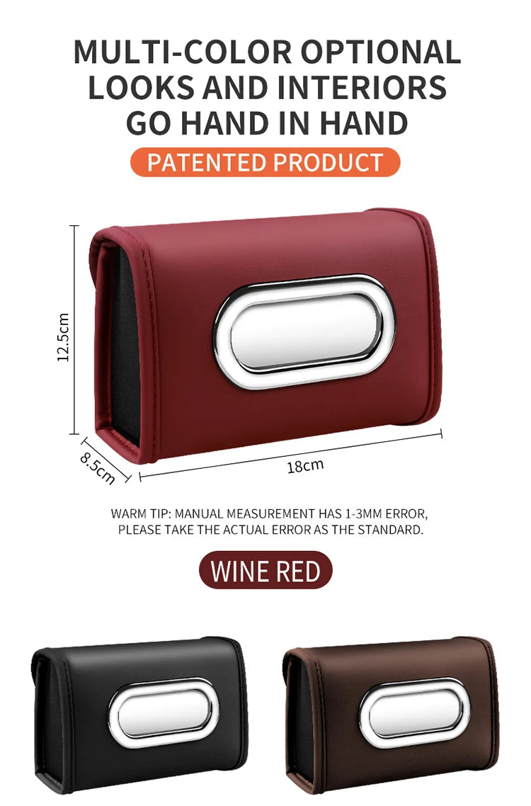 Toyota car tissue box holder flip-top design hanging car seat back tissue box PU leather high quality