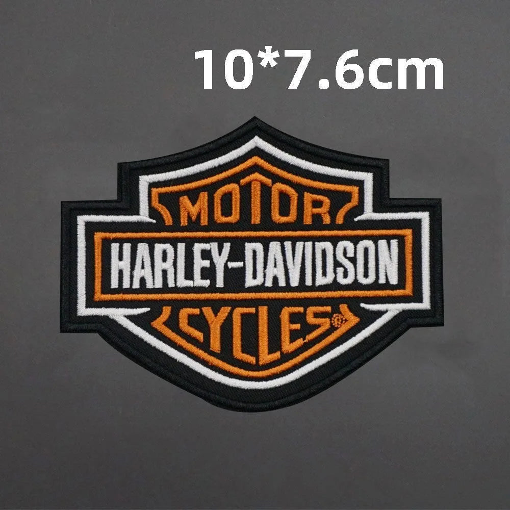 New Harley Davidson Punk Embroidered Patches on Clothes Iron on Patches for Clothing Jacket Badge DIY Biker Appliques Stirpes