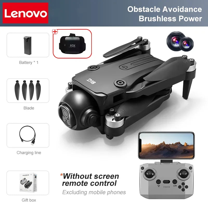 Lenovo D18 Drone 8K Aerial HD Dual-Camera Intelligent Obstacle Avoidance Brushless Power 5G WIFI Screen Remote Control GPS Drone