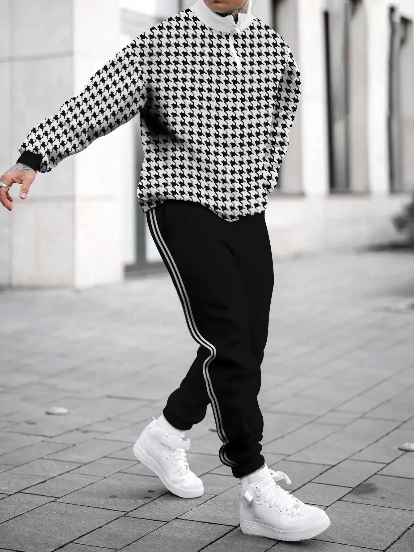 Men's Hoodie Sweatshirt 3D Print Casual Sportswear Long Sleeve Loose Fit Spring Autumn Set with Pants Polyester Fabric