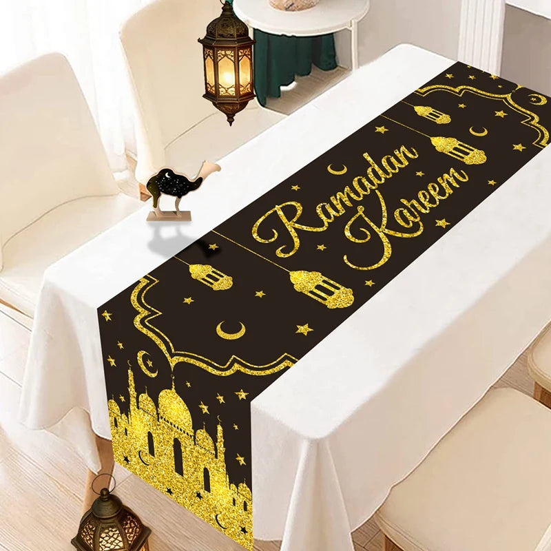 Ramadan Table Runner Eid Mubarak Decoration 2026 for Home Ramadan Kareem Ramadan Mubarak Islamic Muslim Party Eid Al-Fitr Gifts