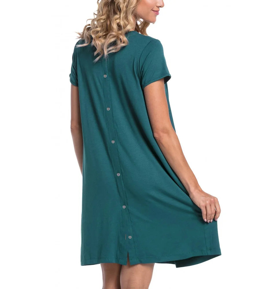 European And American Maternity Hospital Dress With Hidden Side Openings For Nursing Care Short Sleeves
