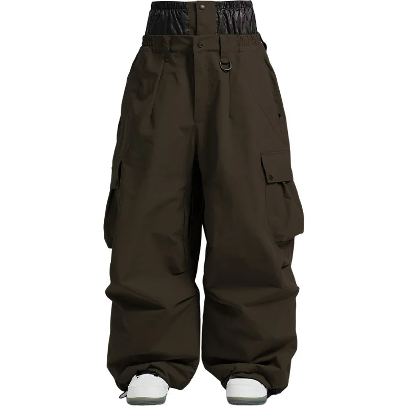 2025 GSOU SNOW New Winter Outdoor Loose Waist Ski Pants For Women  Men Waterproof And Warm  Professional Snowboard Ski Pants