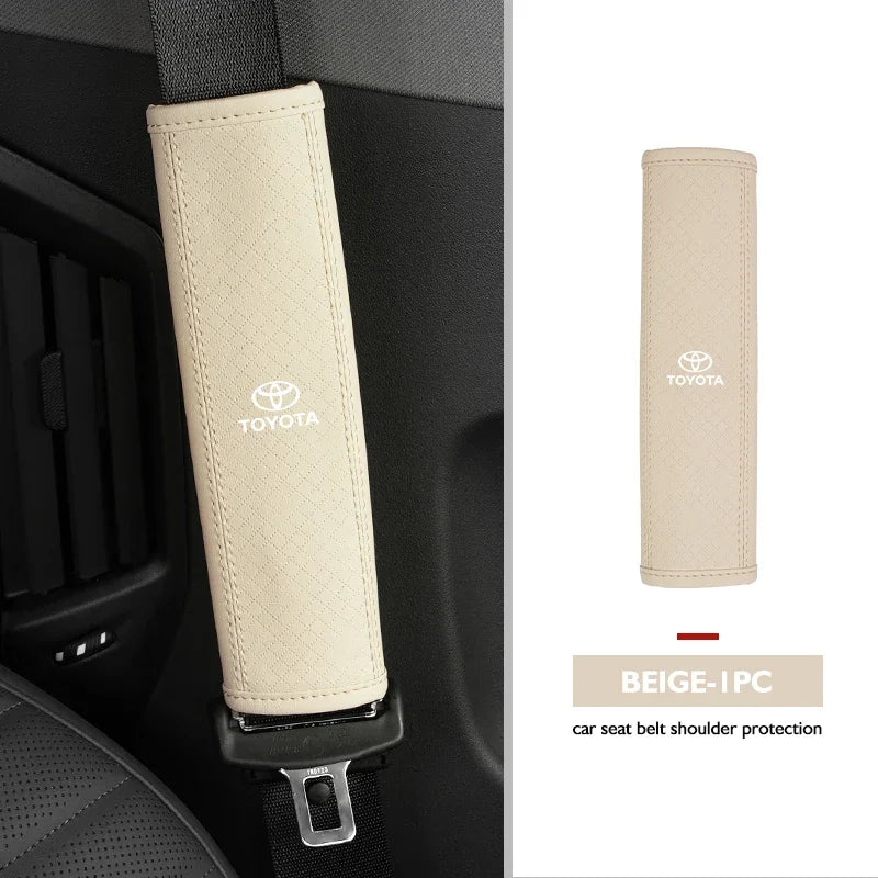 Leather Car Seat Belt Protector Pad Shoulder Strap Cover For Toyota Corolla Prius Auris CHR Land Cruiser Camry Avalon