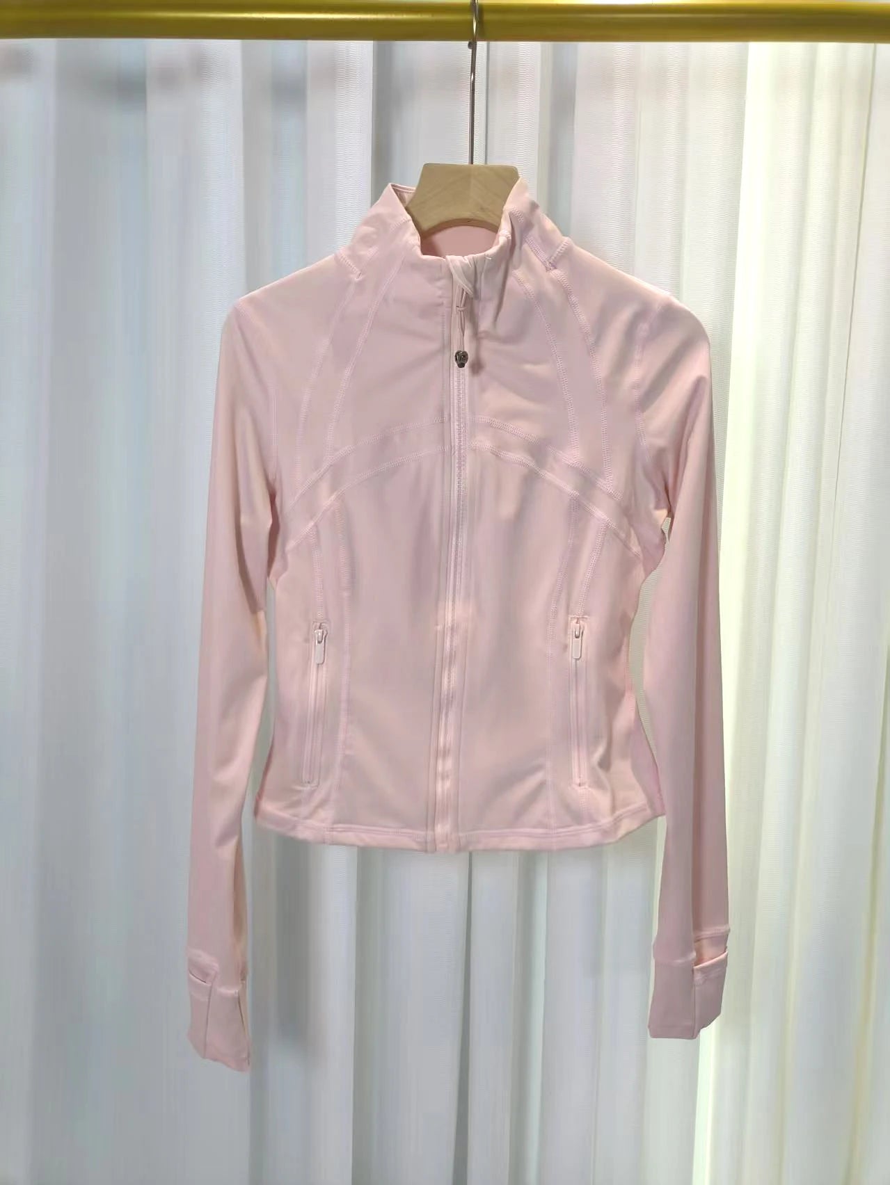 LULU FLORA Short silver zipper stand up collar jacket for waist slimming yoga women's outerwear, sun protection, quick drying,