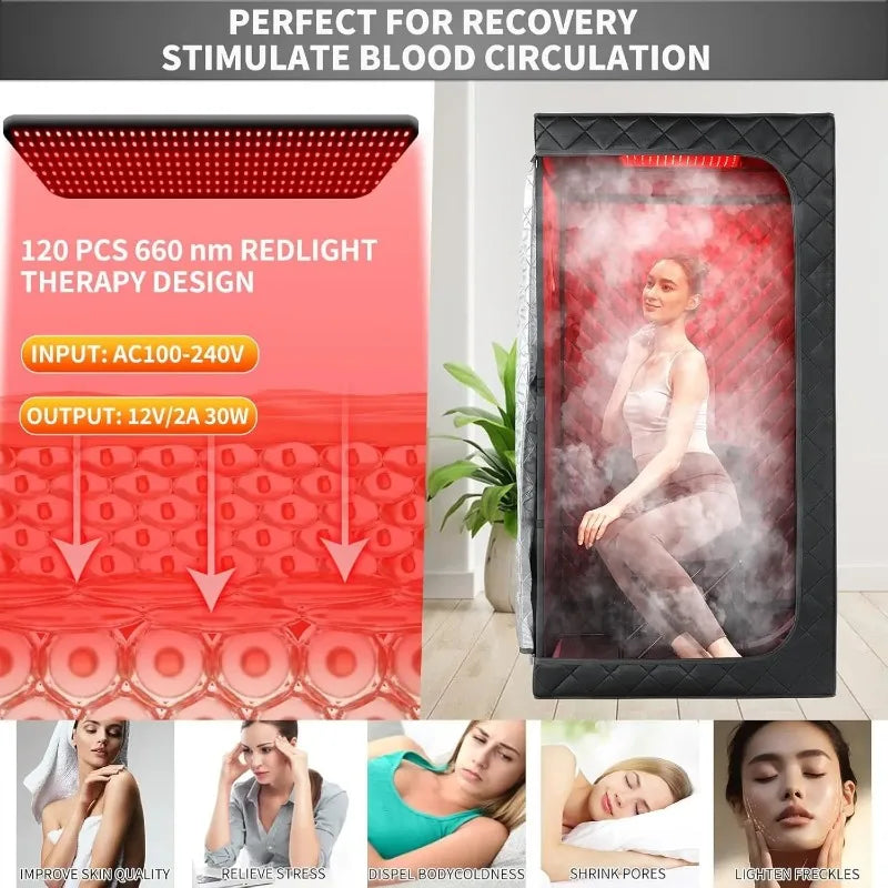 Portable Steam Sauna for Home Spa Sauna Tent Sauna Box with 1600W 4L Steamer Remote Control Height