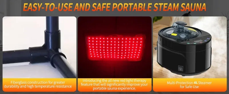 Portable Steam Sauna for Home Spa Sauna Tent Sauna Box with 1600W 4L Steamer Remote Control Height