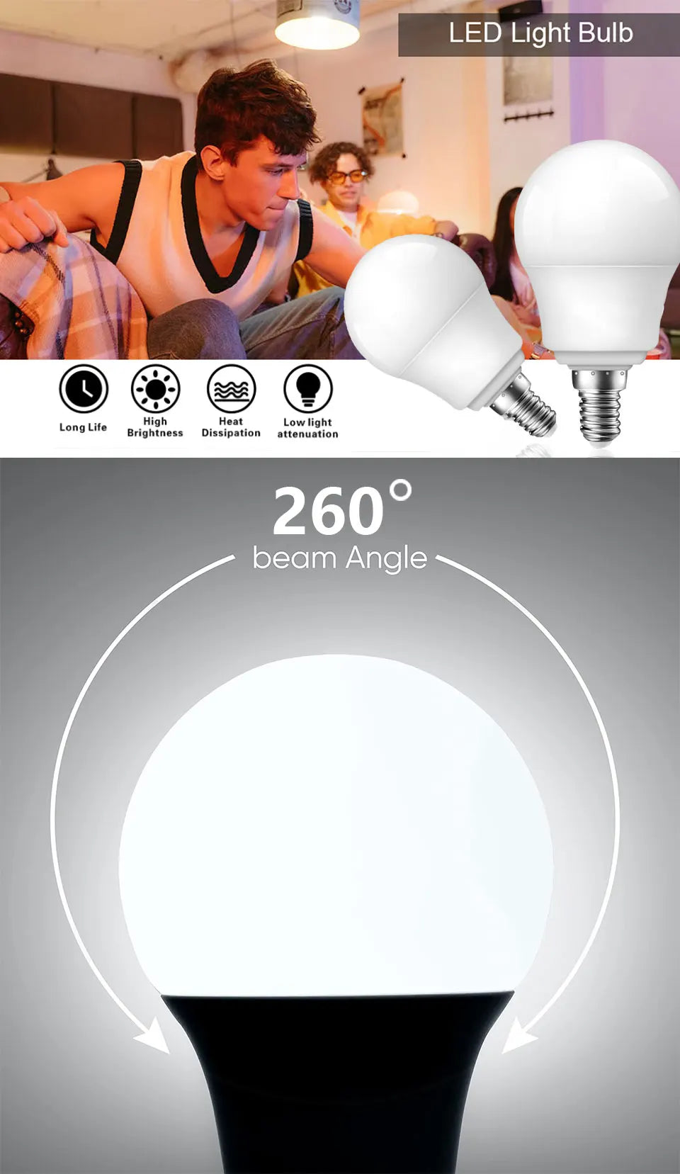 24PCS LED Bulbs AC220V AC110V E27 E14 B22 Standard Base Energy-Saving And Durable Suitable For Home Office Commercial Lighting