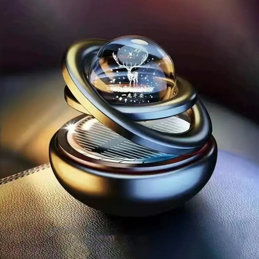 Solar Car Air Freshener Rotating Aromatherapy Diffusing Car Interior Air Freshener Perfume Fragrance Mist Without Tablet ﻿