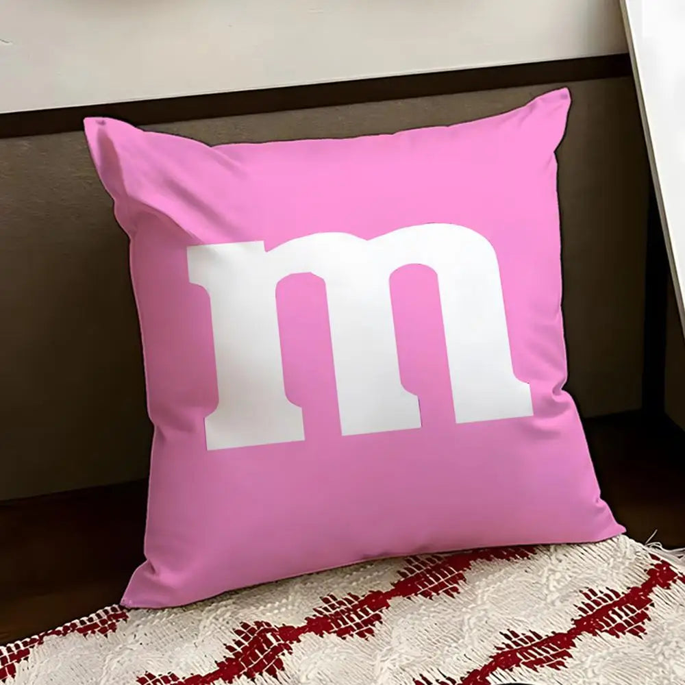 cartoon M-M&M's Cushion Cover Reversible Soft Durable Pillow Cover Home & Car Multi-Scene Use for Daily Comfort