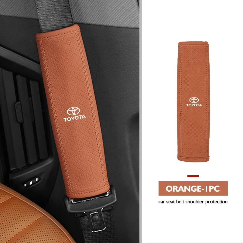 Leather Car Seat Belt Protector Pad Shoulder Strap Cover For Toyota Corolla Prius Auris CHR Land Cruiser Camry Avalon