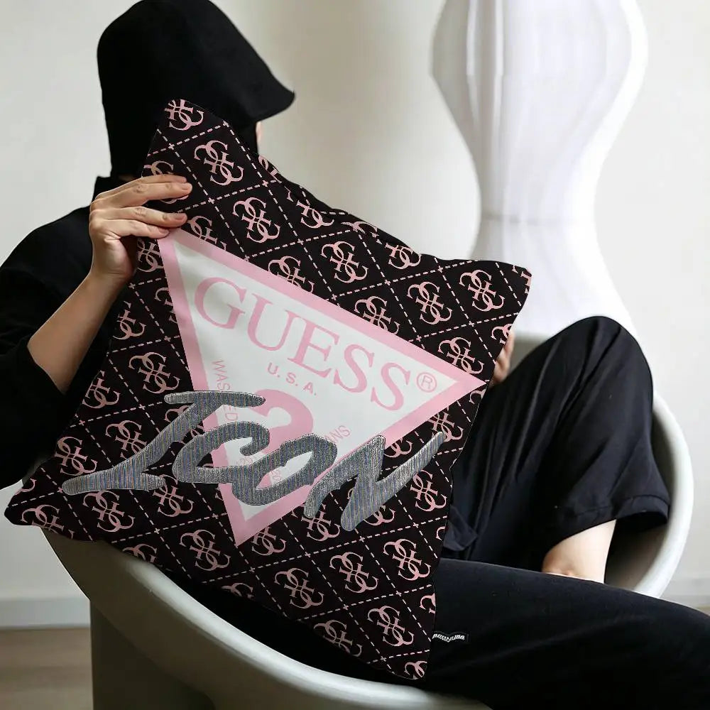 Fashion G_GuessS Logo Printed Pillow Gift Home Office Decoration Pillow Bedroom Sofa Car Cushion CoverPillow Case