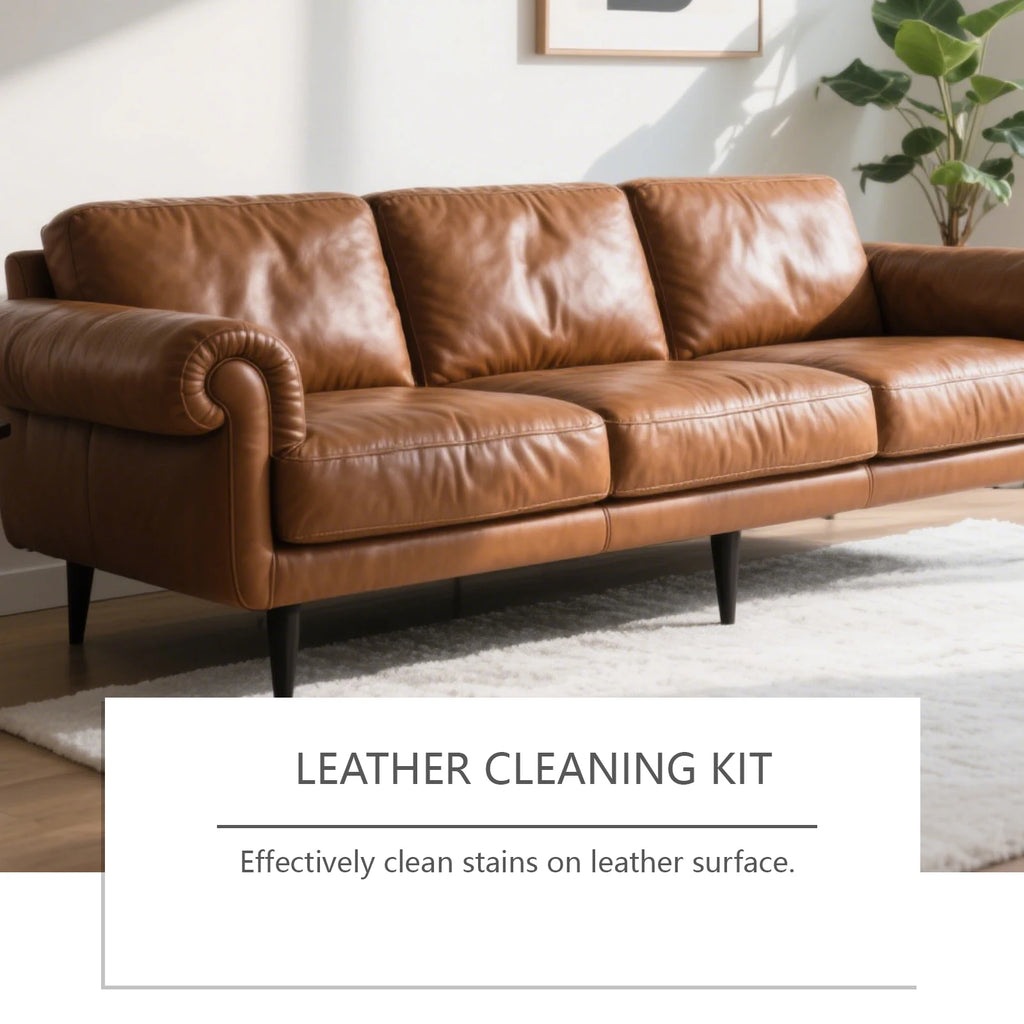 Leather Cleaner Conditioner Kit  Care Set Deep Spray Nourishing Cream Restores Softness Shine Prevents Cracking Includes Sponge