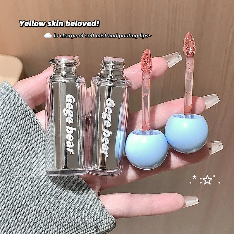 Gege bear Artistic Soft Mist Mousse Lip Glaze Velvet Matte Lipstick Holding Makeup Not Easy to Sticky Cosmetics Lipstick
