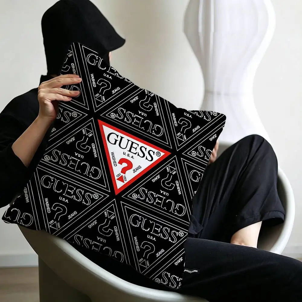 Fashion G_GuessS Logo Printed Pillow Gift Home Office Decoration Pillow Bedroom Sofa Car Cushion CoverPillow Case