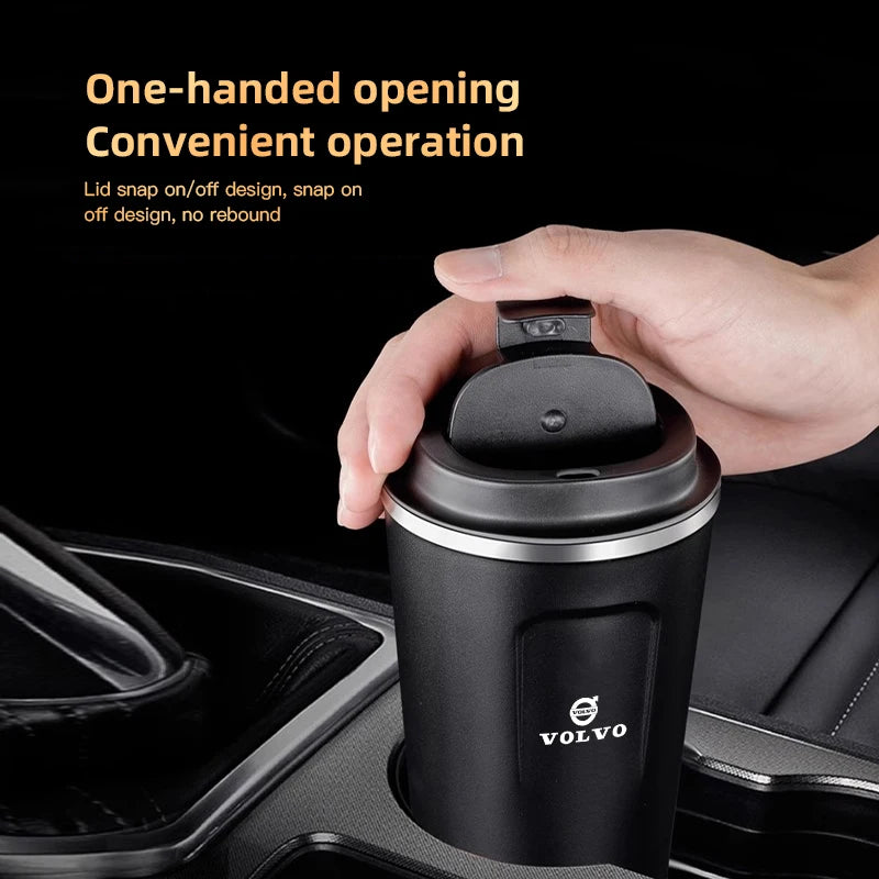 Car Logo Thermos Cup High Quality Insulated Thermos Double Wall Thermal Iced Travel Cup For Volvo V50 S60 S90 S80L EX30 V40 XC90