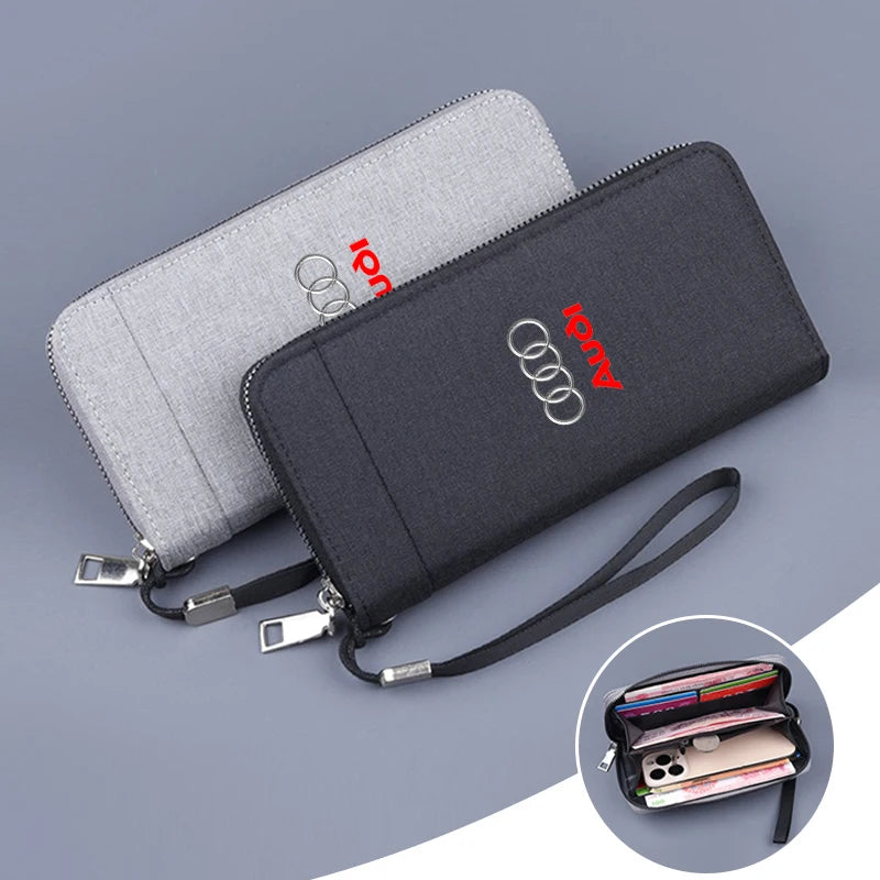 1PC Car Logo Coin Purse Wallet Credit ID Card Bag Coin Purse For Audi RS B7 B8 B9 A3 8P 8V A4 A6 C6 C5 Q2 Q3 Q5 Q7 Q8 TT RS3 RS4