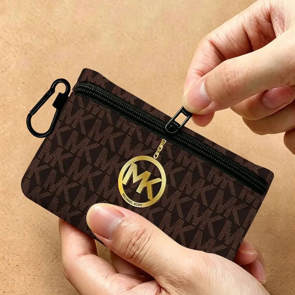 Fashion Luxury Brand M-Michael K-Kors Logo Lightweight Oxford Fabric Coin Purse Carabiner Hook Design Card Key Organizer Bag