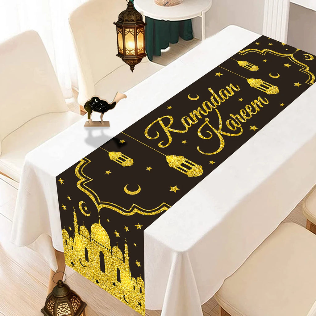 Ramadan Table Runner Eid Mubarak Decoration 2026 for Home Ramadan Kareem Ramadan Mubarak Islamic Muslim Party Eid Al-Fitr Gifts