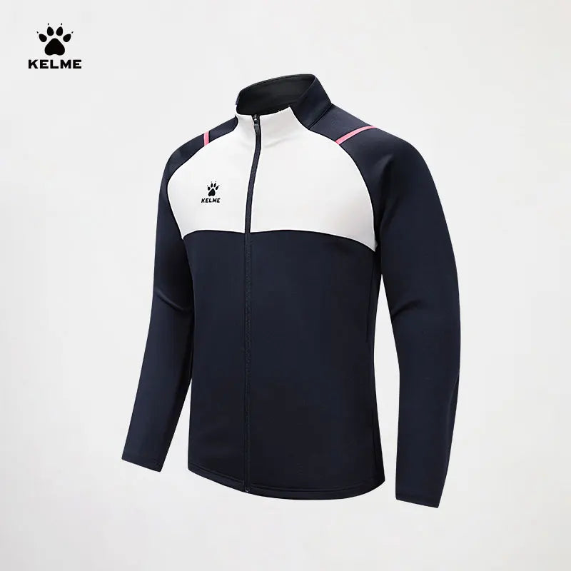 Kelme Football Training Knitted Jacket For Men's Spring 2024 Printed Stand Up Collar Cardigan Sports Coat Children's Sportswear