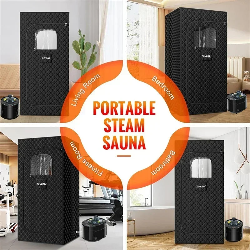 Portable Steam Sauna for Home Spa Sauna Tent Sauna Box with 1600W 4L Steamer Remote Control Height