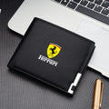 Leather Car Short Men Wallet Purse With Card Holder License Accessory For Ferrari SP1 812 F40 F12TDF SF90 458 488 599 612 FF F12