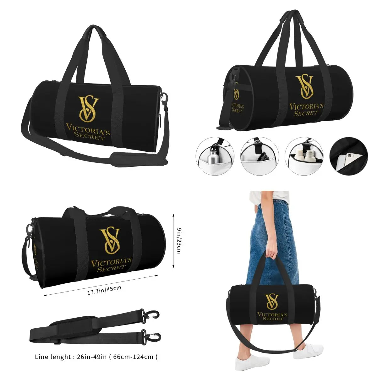 Pink White Stripe Round Capacity Travel Duffel Bag Male Female Large-Capacity Hand Luggage Sports Fitness Bag Travel Package